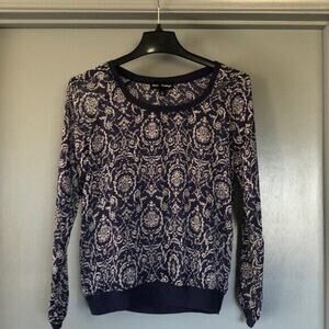Mason + Mackenzie Size Small Sheer Blue Long Sleeve Polyester Woman's Crewneck